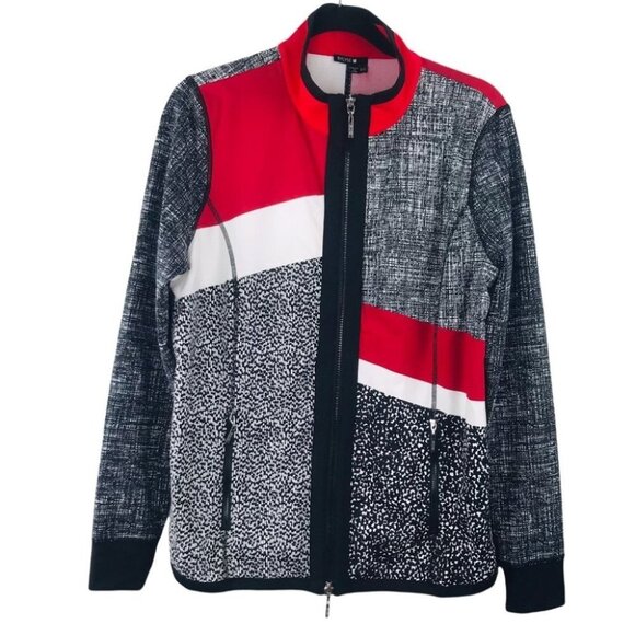 BYLYSE Multicoloured Zip up Jacket Women Size M black and Red - Picture 1 of 16